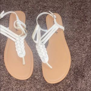 White braided sandals